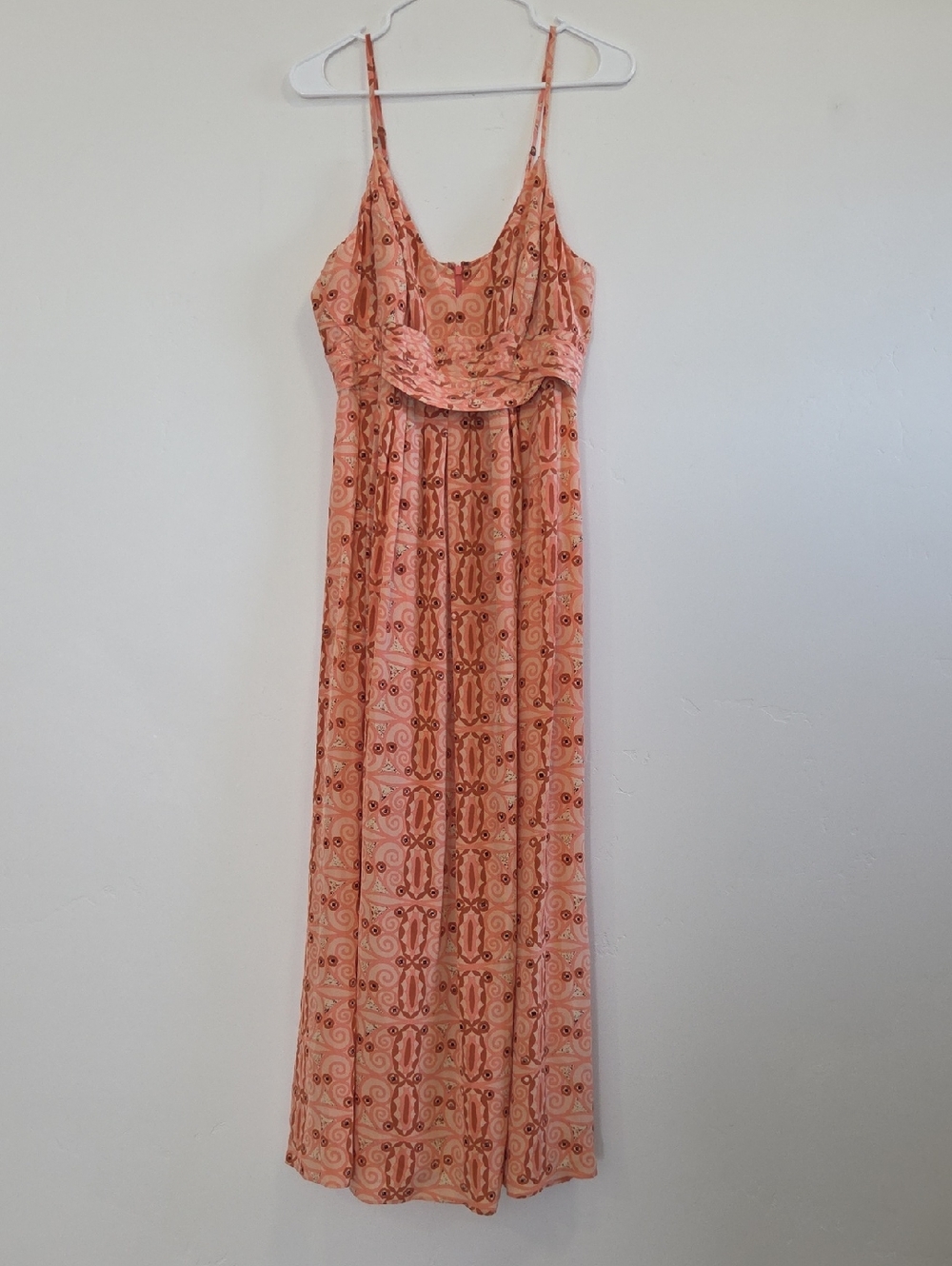 Tracy Reese Peach Printed Maxi Dress with Spaghetti Straps